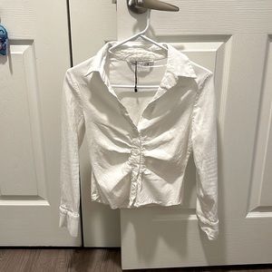 White button-down low cleavage shirt. Zara. Size M